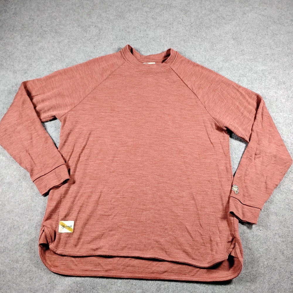 Tracksmith Base Layer Merino Wool Long Sleeve Shirt Rust Orange Large